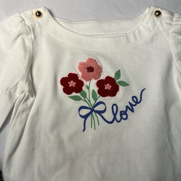 Janie and Jack 100049439 Girl White Floral Love Tee NWT size 12-18 months - Picture 4 of 9